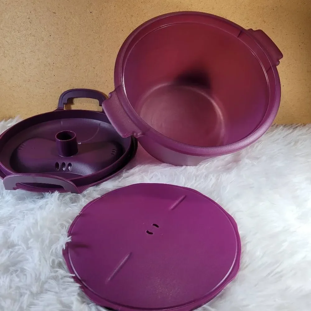 Tupperware Microwave Steamer/Rice Cooker 3 Piece Set #6451B Purple 2.2L